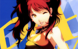 Red haired woman yellow top - a yellow top free wallpaper
