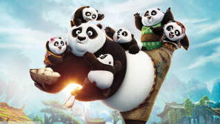 Pandas riding giant panda cartoon - poster art free wallpaper for desktop