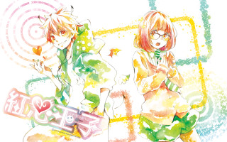 Anime couple posing stars circles - a background of stars free wallpaper