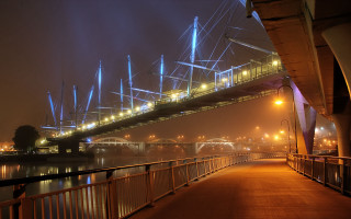 Bridge lights background river night - underneath free wallpaper