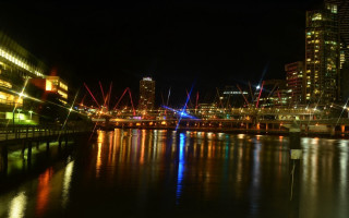 City skyline river bridge night 13 - interactive art free wallpaper for desktop