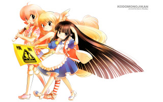 Anime girls long hair caution - a sign free wallpaper for desktop