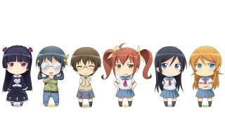 Anime characters group tilted heads 2 - the side free wallpaper for desktop