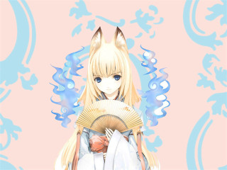 Anime character fan cat pink - a pink background behind her free wallpaper