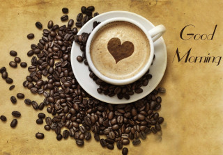 Coffee heart beans good morning - a heart free wallpaper