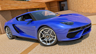 Blue sports car house staircase - a blue sports car free wallpaper