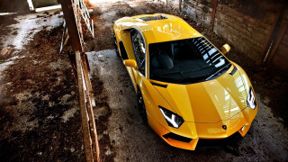 Yellow sports car garage building 2 - a garage next free wallpaper