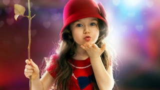 Little girl flower funny face - a funny face free wallpaper