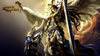 Woman sword wings light shining - shining behind her free wallpaper