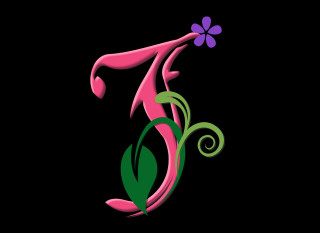 Pink flower green leaves black 4 - frances jetter free wallpaper