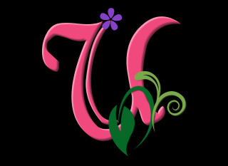 Pink letter flower green leaf 2 - verdadism free wallpaper for desktop