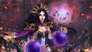 Woman costume purple ball sword - arcane free wallpaper for desktop