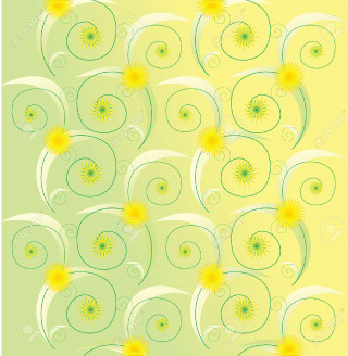 Green yellow background swirls sunflowers - claire dalby free wallpaper for tablet