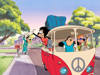 Cartoon bus people waving peace - a peace sign free wallpaper