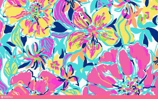 Colorful flower pattern pink blue - a blue border free wallpaper