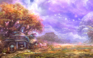 Fantasy land tree house sky - kinkade free wallpaper for desktop