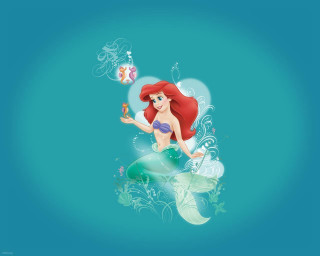 Little mermaid red hair blue - a starfish free wallpaper