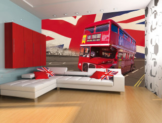 Living room couch mural bus - modern free wallpaper
