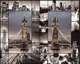 London skyline tower bridge black - a collage of photos free wallpaper