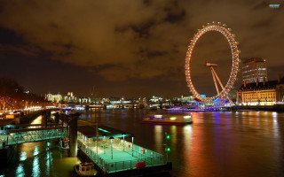 Ferris wheel night river boats - christopher wren free wallpaper for desktop