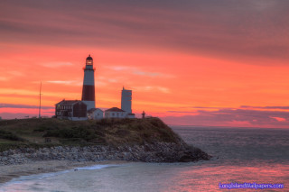 Lighthouse island sunset red sky - a red sky in the background free wallpaper