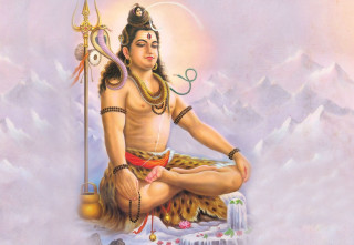 Man sitting table sword mountain - his hand and a mountain in the background free wallpaper