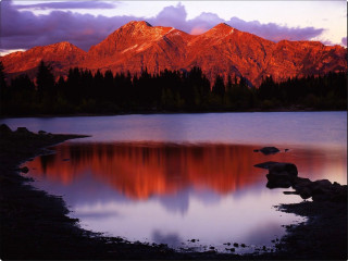 Mountain range lake sunset red - ansel adams free wallpaper