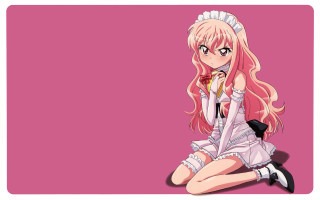 Girl long pink hair eating - a donut free wallpaper