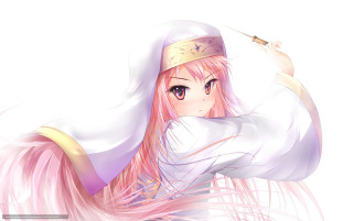 Girl pink hair white dress 3 - a gold crown free wallpaper