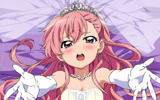 Pink hair tiara gloves blush - a detailed drawing free wallpaper for desktop