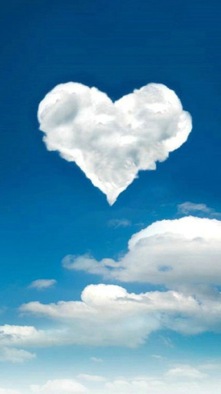 Heart shaped cloud sky field - white cloud free wallpaper for mobile