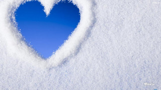 Heart shaped snow blue sky - a heart free wallpaper for desktop