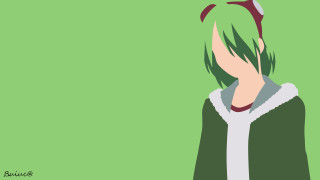 Green hair green background white - minimalist free wallpaper