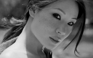 Freckled hair wind blown blackwhite - chen lu free wallpaper