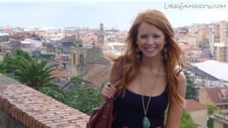 Woman red hair balcony city - elaine duillo free wallpaper