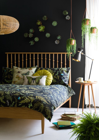 Bed green comforter plant wall - free spring wallpaper for mobile