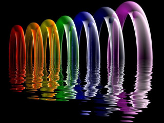 Colored objects reflections water black - op art free wallpaper for desktop