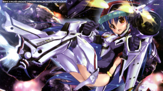 Anime character flying space gun - mecha free wallpaper