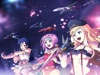Anime girls stars planets night - a group of anime girls free wallpaper