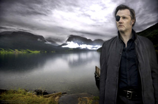 Man lake mountains clouds sky - american romanticism free wallpaper for desktop