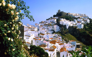 White village mountain flowers foreground - el greco free wallpaper for desktop