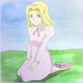 Cartoon girl sitting ground book - the ground free wallpaper for tablet