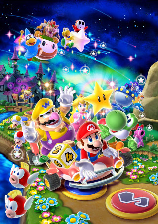 Mario friends rainbow stars clouds - official free wallpaper