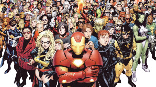 Costume party people posing robot - a large group of people free wallpaper