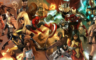 Avengers characters fire background caption - alex ross free wallpaper for desktop