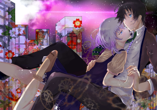 Couple lying grass buildings pink - a couple of people free wallpaper