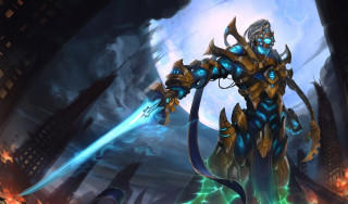 Man sword demon arm cityscape - his hand and a demon free wallpaper for desktop