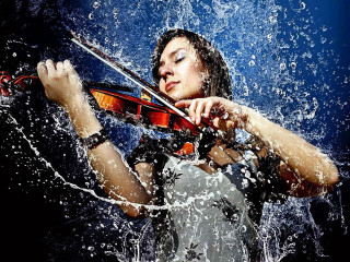 Woman violin water splash astral - a woman playing free wallpaper for desktop