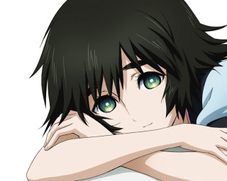 Man green eyes black hair - figurative free wallpaper