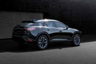 Black mazda suv alley garage - a garage door open free wallpaper